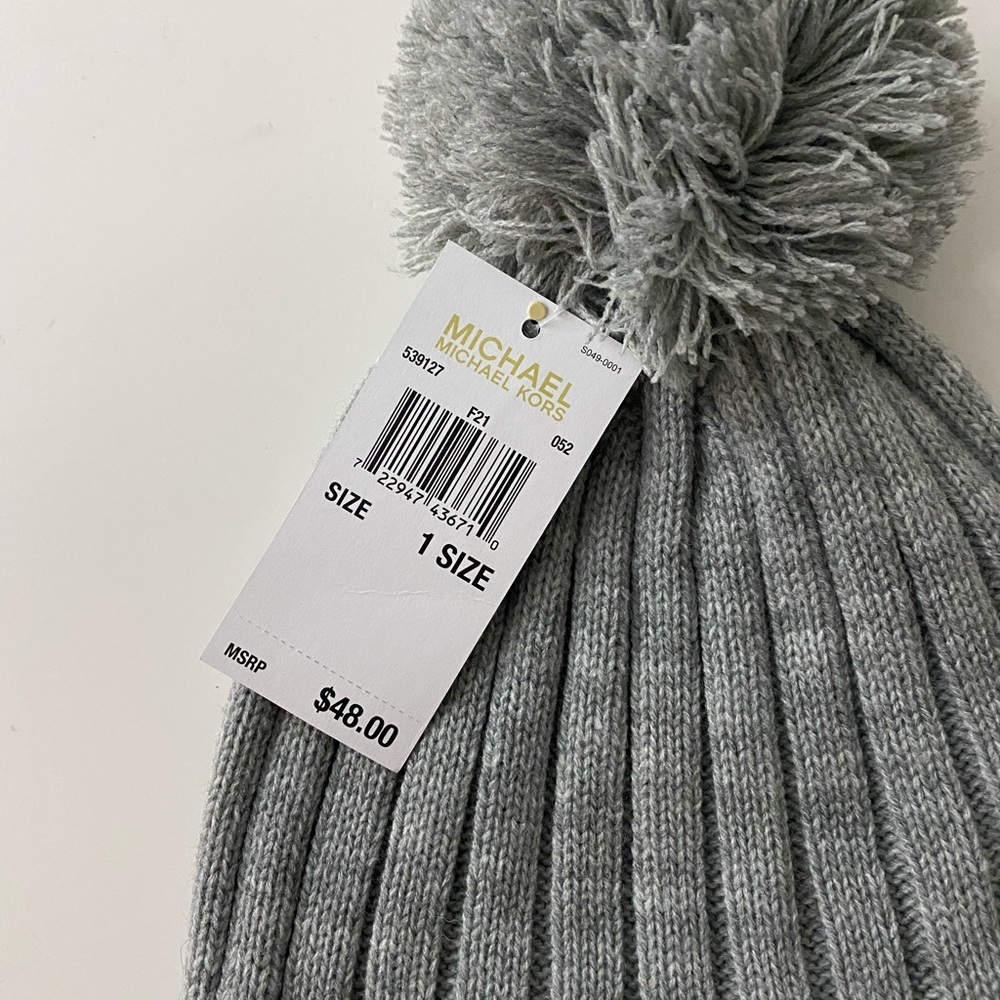 Michael Kors Grey Pom-Pom Beanie - Picture 2 of 3